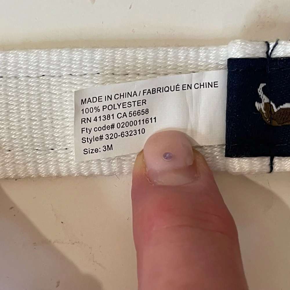 Ralph Lauren Boy’s Blue and White Dog Ribbon Belt Size‎ 3M